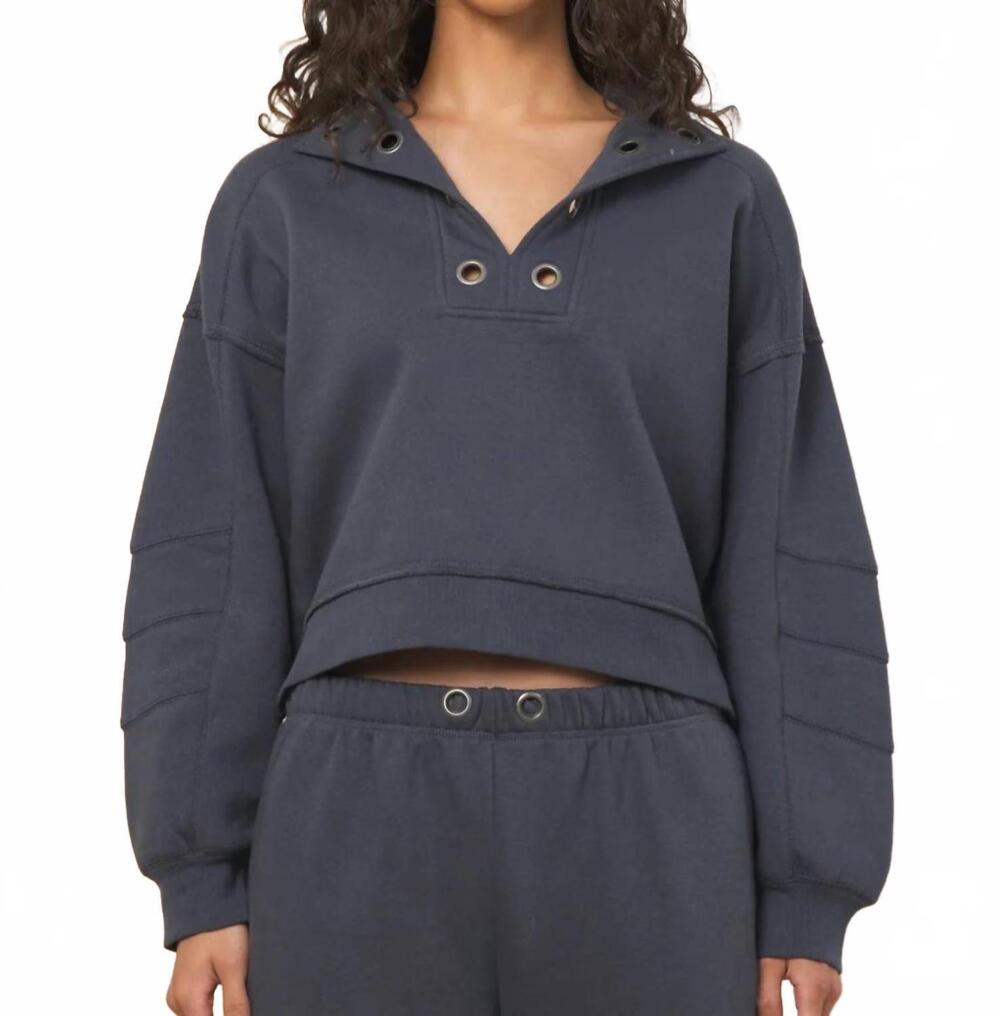 NEW VINTAGE HAVANA oversized henley top in charcoal
